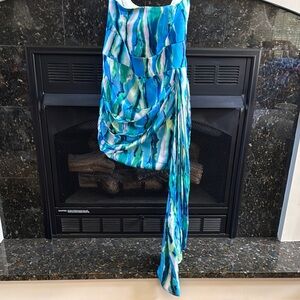 Hello Molly Blue and Green Draped Dress